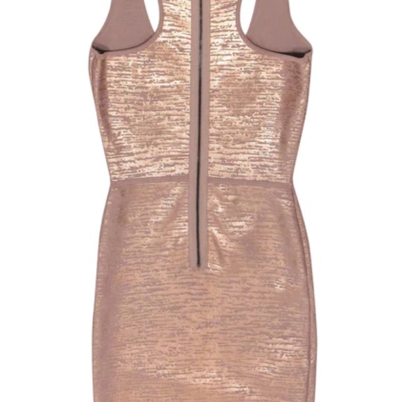 BCBG MaxAzria Gisela Rose Gold Foil Effect Bandage Mini Dress Size M - Picture 3 of 7